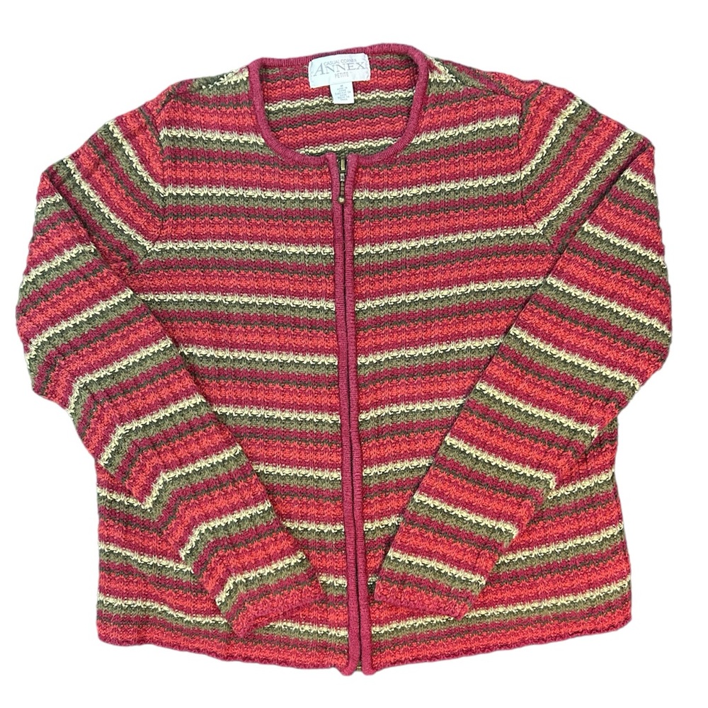 *SOLD* Casual Corner stripped zip up sweater